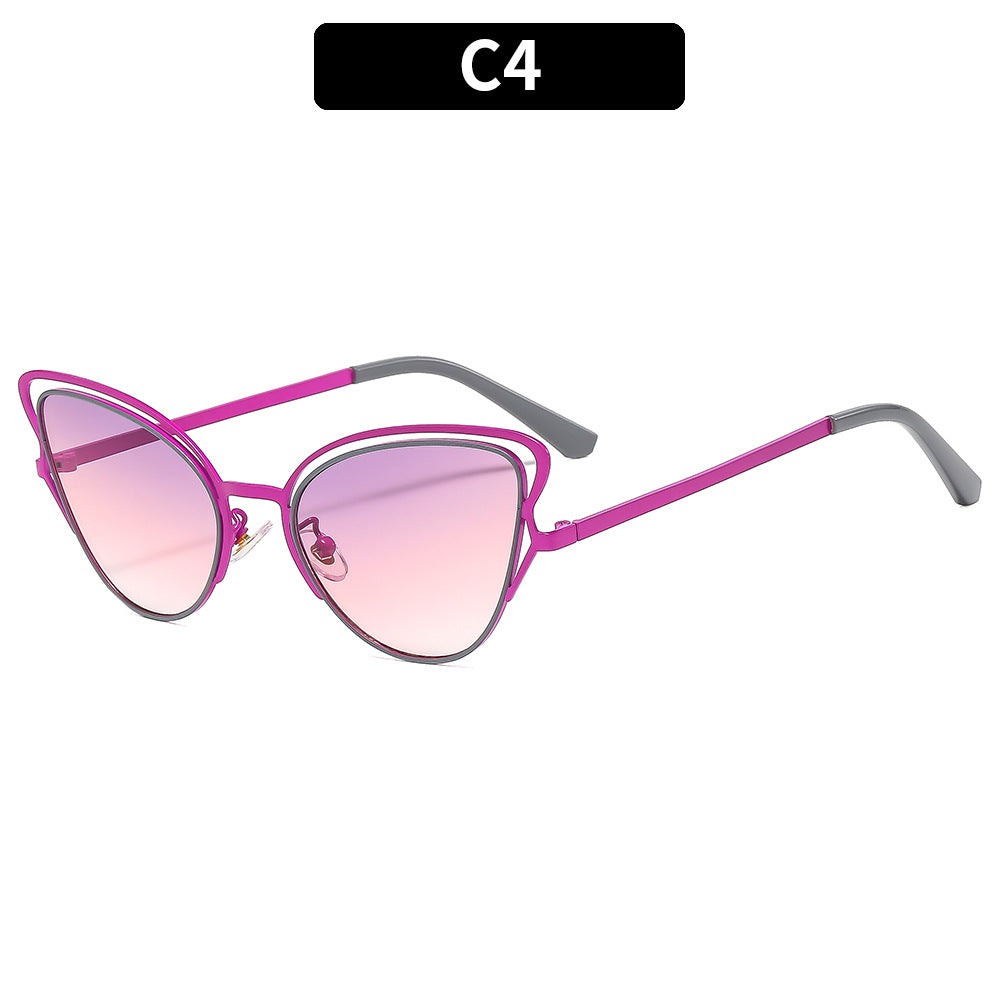 Damen Cat-Eye Sonnenbrille mit luxuriösem Metallrahmen und hochwertigen Verlaufsgläsern Karnz
