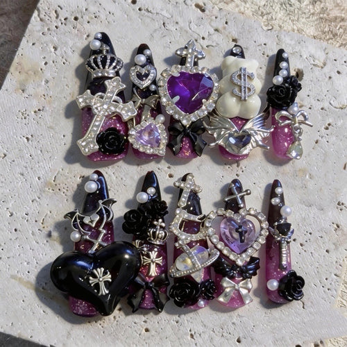 Glamouröses Gothic-Themen Press-On Nagelart Set
