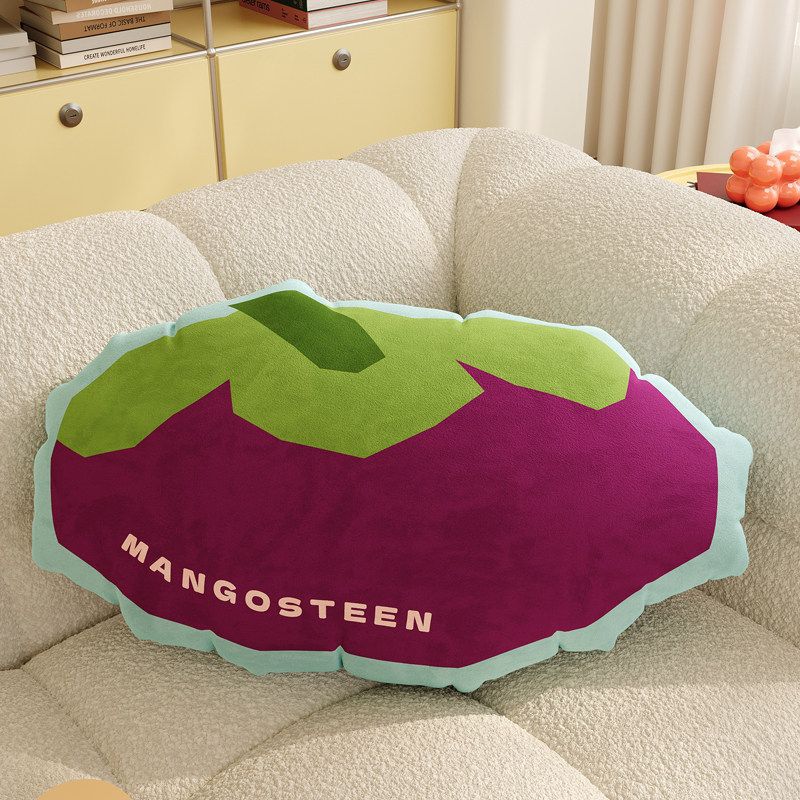 Mangosteen-Shaped Plush Decorative Throw Pillow Cushion with Soft Microfiber Cover
