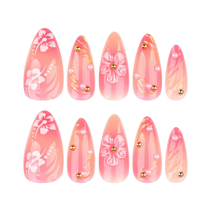 Blumen- und Dekorative Press-On Nagelset Karnz