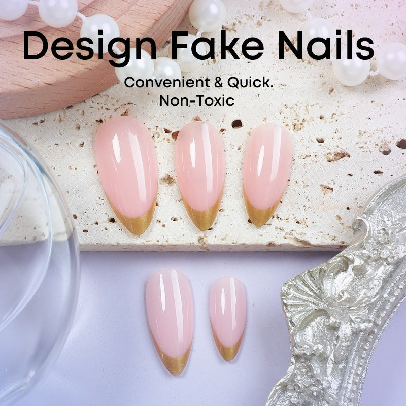 Künstliches Nagelset mit elegantem Goldverzierungs-Design Karnz