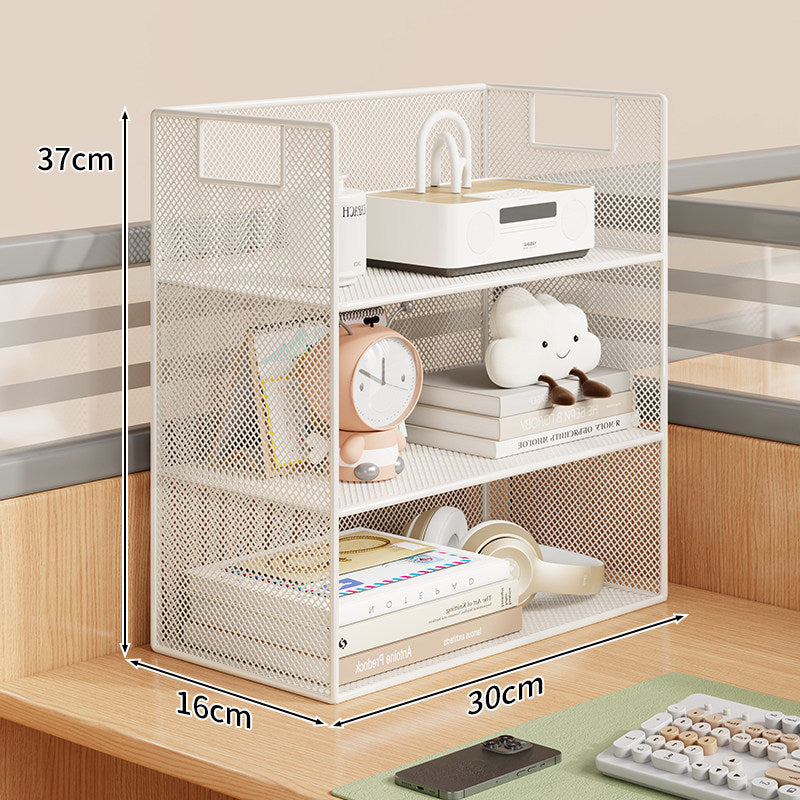 Mesh Desktop Open-Shelf Organizer mit integrierten Griffen und Trennwänden