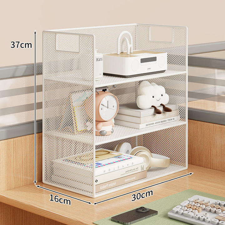 Mesh Desktop Open-Shelf Organizer mit integrierten Griffen und Trennwänden