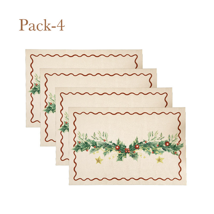 Weihnachts-Fußmatte mit Schriftzug und Stechpalmenmotiv