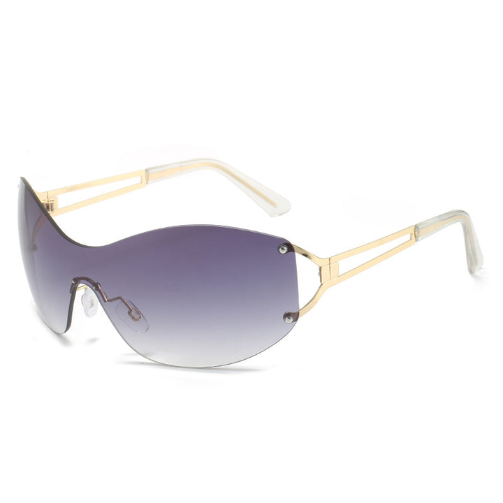 Futuristische Ultra-Wrap Sonnenbrille mit metallischen Akzenten Karnz
