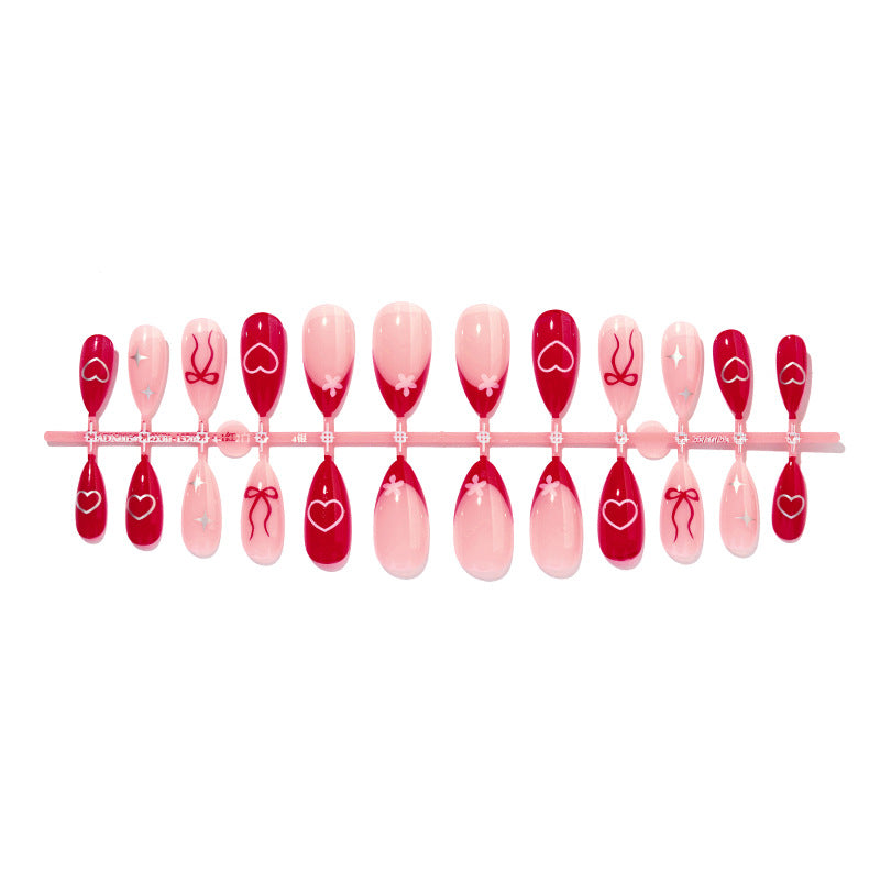 Dekorativer Druck-Nagel-Set mit charmanten Kirsch- und Schleifen-Designs Karnz