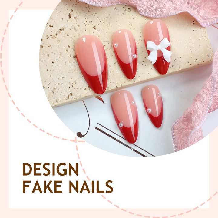 Kunstnagelset mit eleganten Schleifen und Glitzerakzenten Karnz