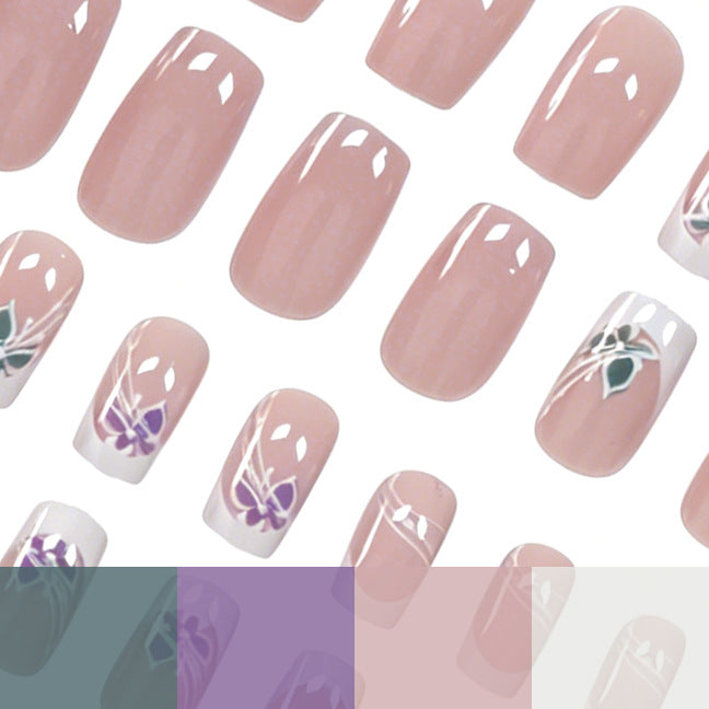 Dekorative Blumen Französische Spitze Nagelkunst Karnz