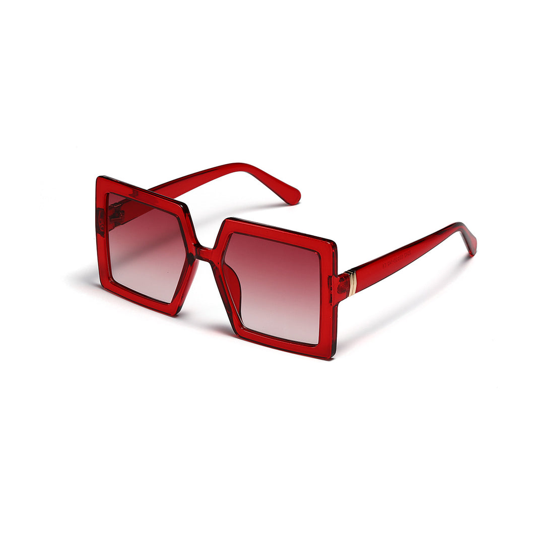 Damen geometrische Sonnenbrille mit modernem, breiten Rahmen Karnz