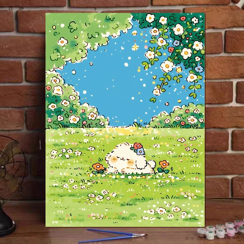 Niedliches Katzenillustration Leinwandkunstdruck Karnz
