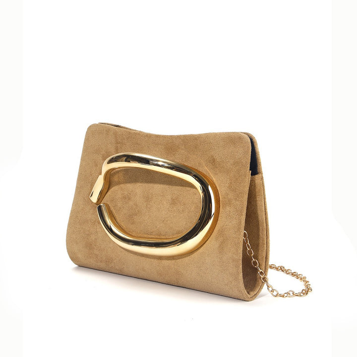 Wildleder Abend Clutch mit goldener Handhabung