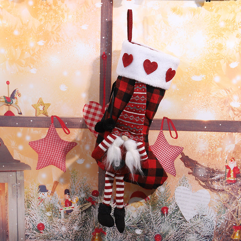 Niedlicher Weihnachtsstrumpf mit Gnome-Motiv Karnz
