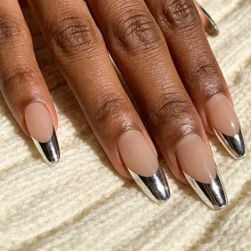 Lange Stiletto Metallic Tip Press-On Nägel Karnz