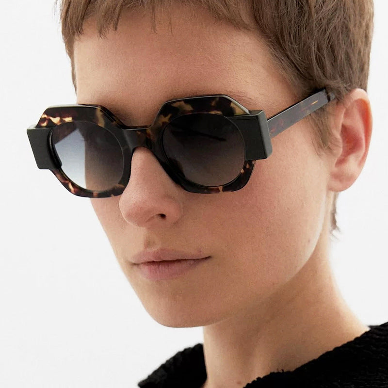 Damen trendige Sonnenbrille im hexagonalen Design Karnz