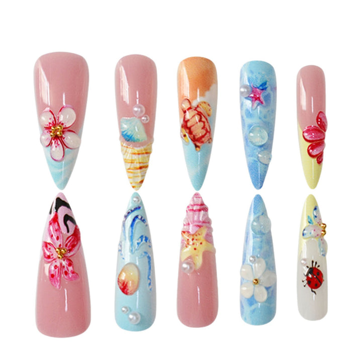 Künstlerisch vom Ozean inspiriertes Nagelkunst-Enhancements Karnz