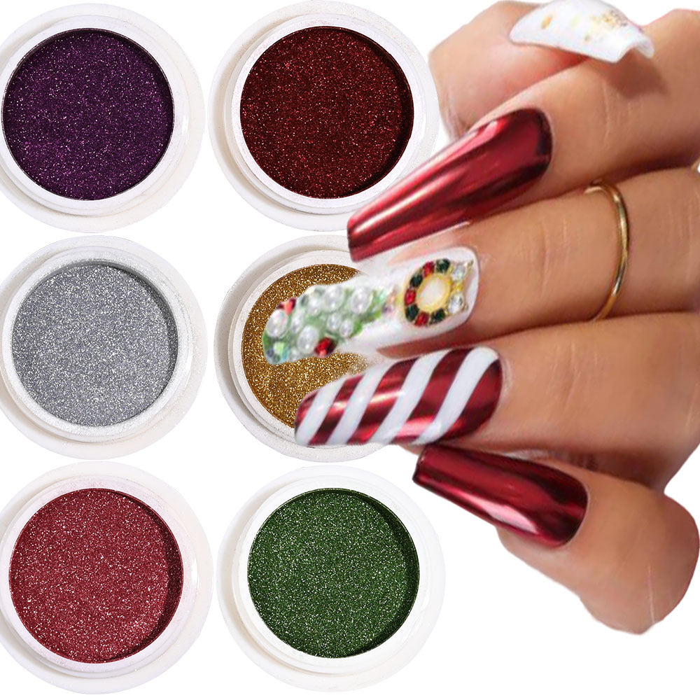Glitzernde Glitter-Nagelkunst-Pulver-Set