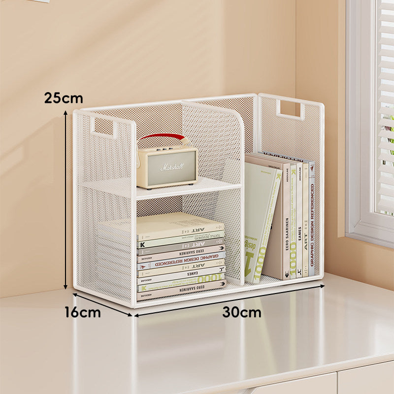Mesh Stufiger Desktop-Organizer-Regal mit Griffausschnitten