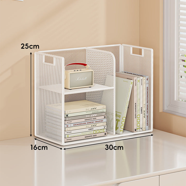 Mesh Stufiger Desktop-Organizer-Regal mit Griffausschnitten
