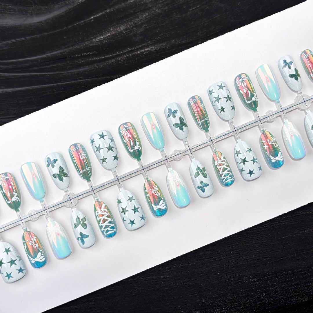 Anpassbares Schmetterlings-Themen Press-On Nagelset