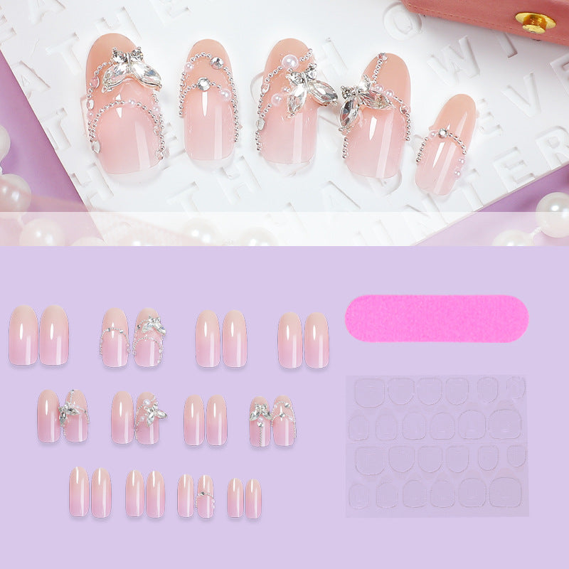 Kristall-Verzierte Press-On Nagelset Karnz