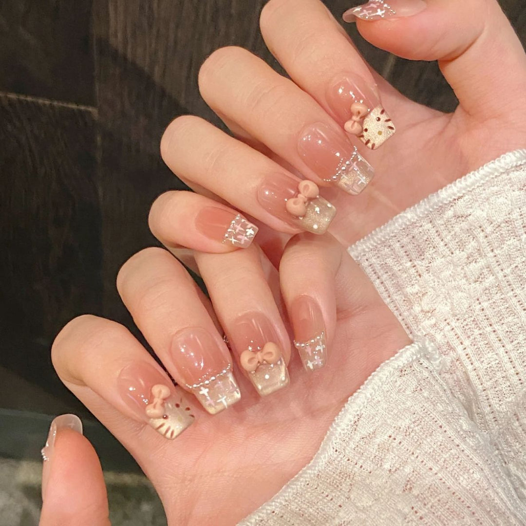 Elegante Glänzende Press-On Nagelset  1791774068