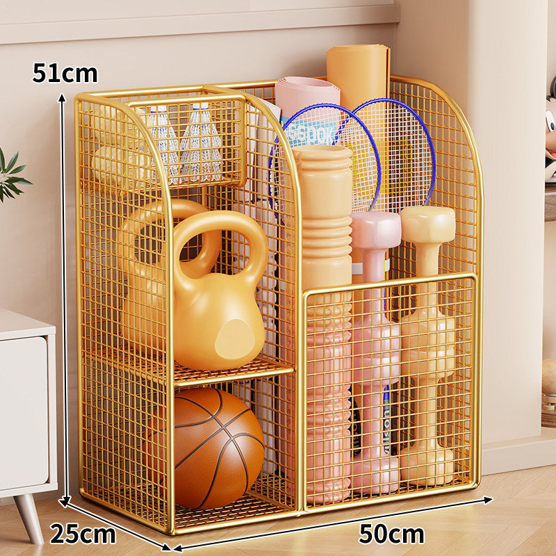 Rollender Mesh-Sportgeräte-Storage-Wagen mit Mehrfach-Organizer und verriegelbaren Rollen