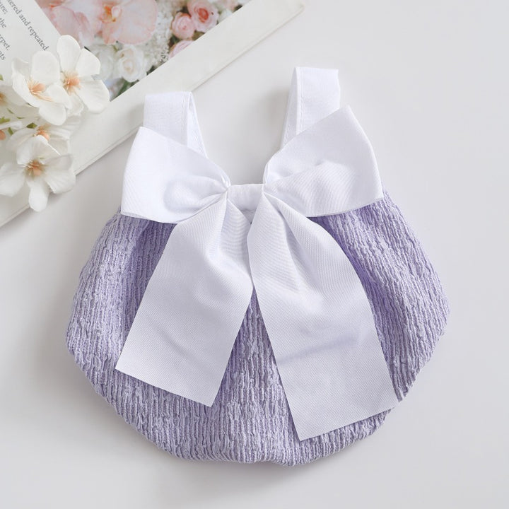 Säuglings Smocked Halter Einteiler mit Übergroßer Schleife Rücken