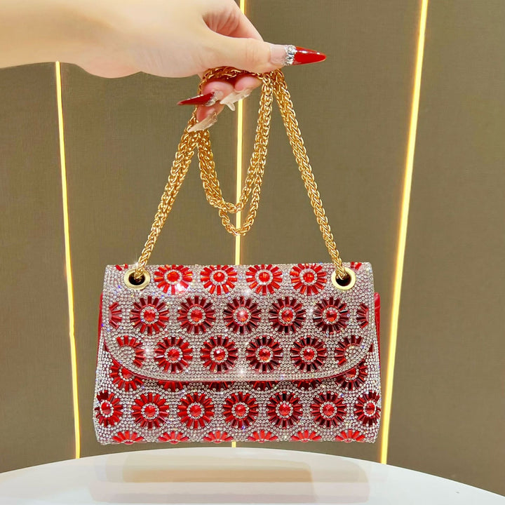 Dekorative blumenverzierte Abendhandtasche