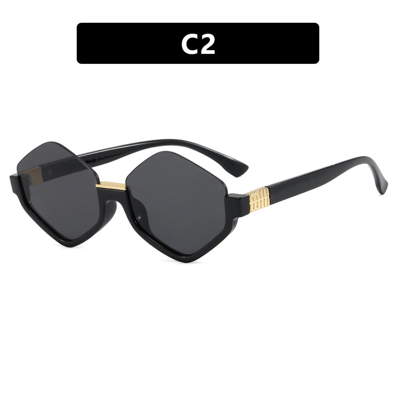 Damen modische Sonnenbrille mit trendy sechseckigem Rahmen und schützenden Gläsern Karnz