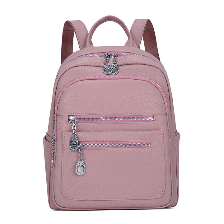 Stylischer Mehrfach-Taschen Leder-Rucksack Karnz