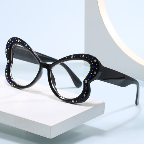 Damen verspielte Herz-Sonnenbrille mit Glitzerakzenten Karnz