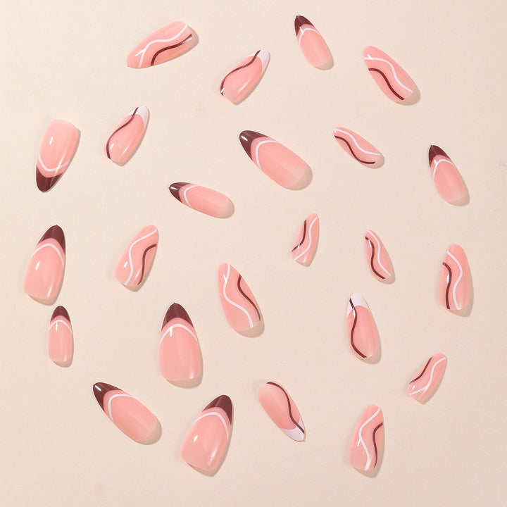 Elegante Wellen-Design Stiletto Nagelkunst Erweiterungen Karnz