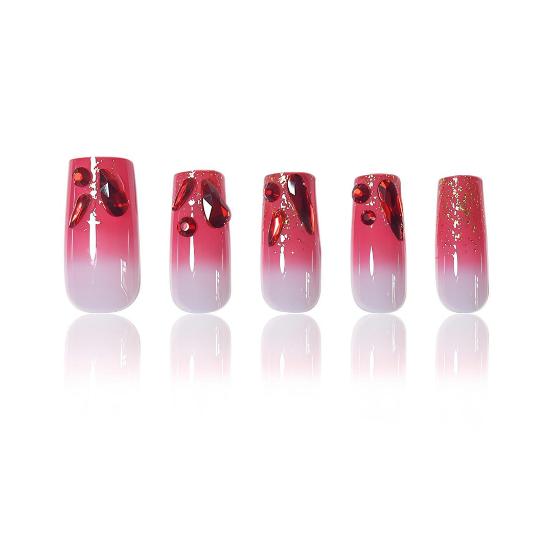 Elegante 3D Edelstein Press-On Nagelkunst Karnz