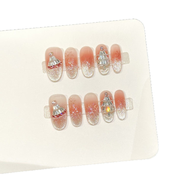 Festliches Glitzerndes Press-On Nagelkunst Set