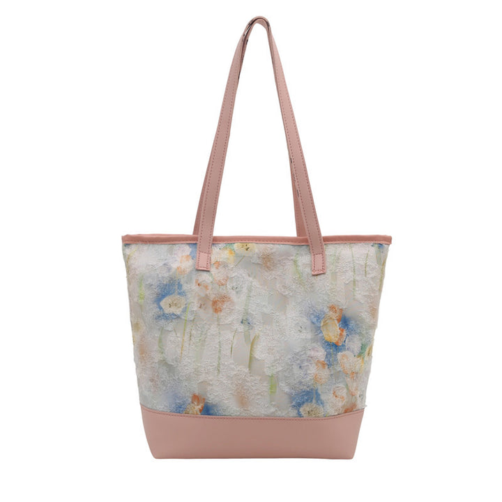 Künstlerische floral gestickte Tote-Bag Karnz