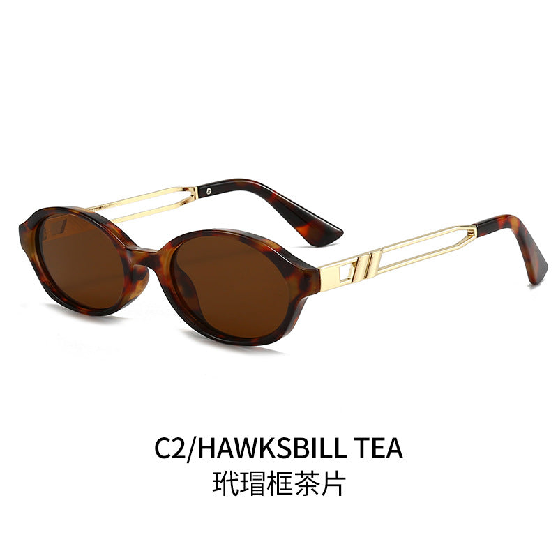 Damen Elegante Sonnenbrille im luxuriösen Schildpattdesign mit goldenen Metallakzenten Karnz
