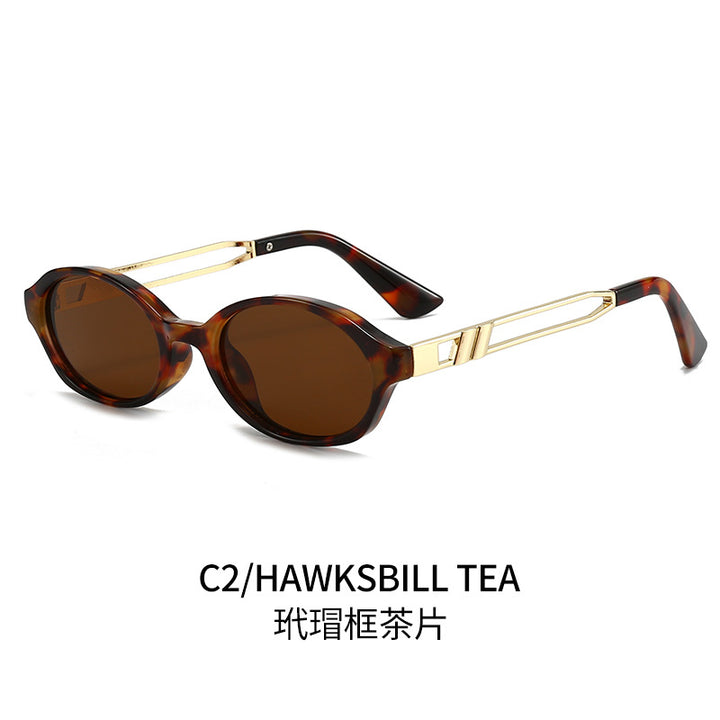 Damen Elegante Sonnenbrille im luxuriösen Schildpattdesign mit goldenen Metallakzenten Karnz