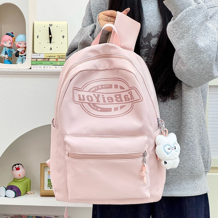Trendige lässige Rucksack mit Plüsch-Schlüsselanhänger Karnz
