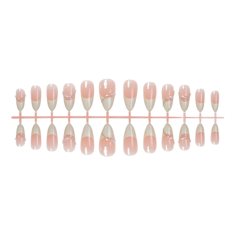 Elegante Ombre Press-On Fingernägel Set mit Perlenakzenten Karnz