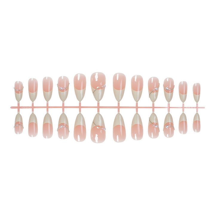 Elegante Ombre Press-On Fingernägel Set mit Perlenakzenten Karnz