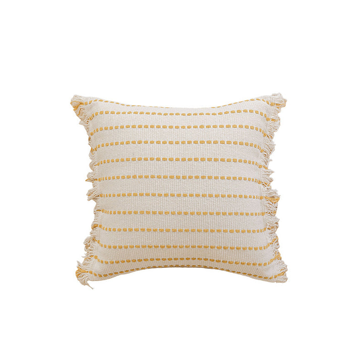 Worn Fringe Gestreiftes Dekokissen
