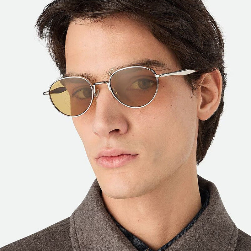 Damen runde Sonnenbrille mit elegantem Metallrahmen und UV-Schutz Karnz