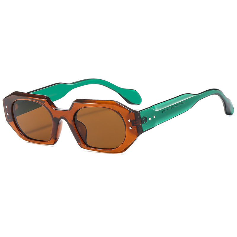 Damen modische Sonnenbrille im markanten, achtseitigen Design Karnz