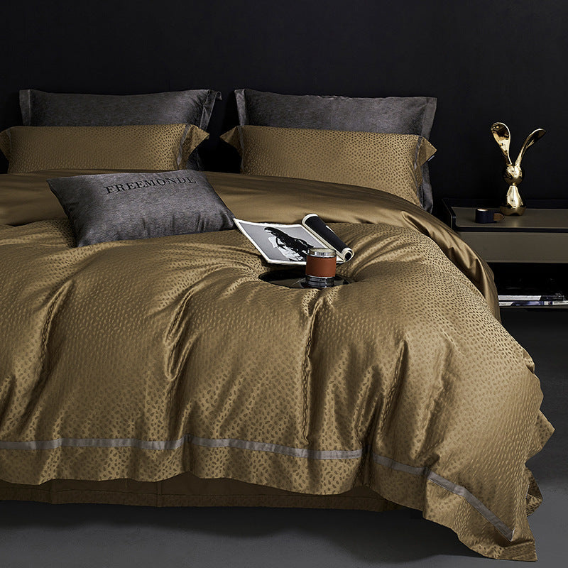 Luxuriöses Satin-Bettwäsche-Set mit Jacquard-Blumenmuster und verdecktem Reißverschluss