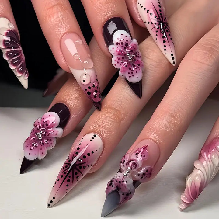 Premium Dekorative Stiletto Press-On Nagelkunst Karnz