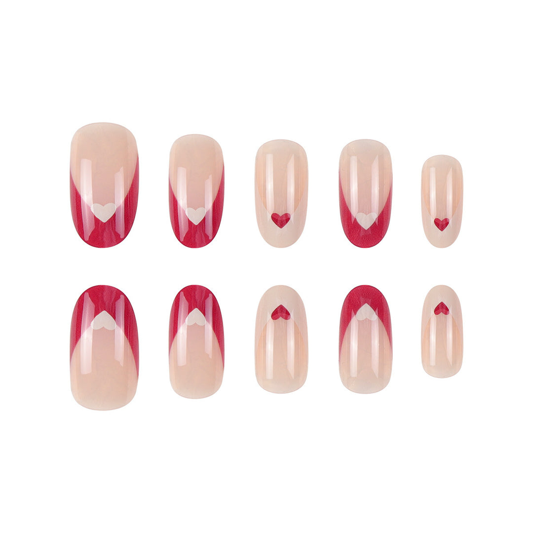 Heart-Accent Stiletto Press-On Nägel Karnz