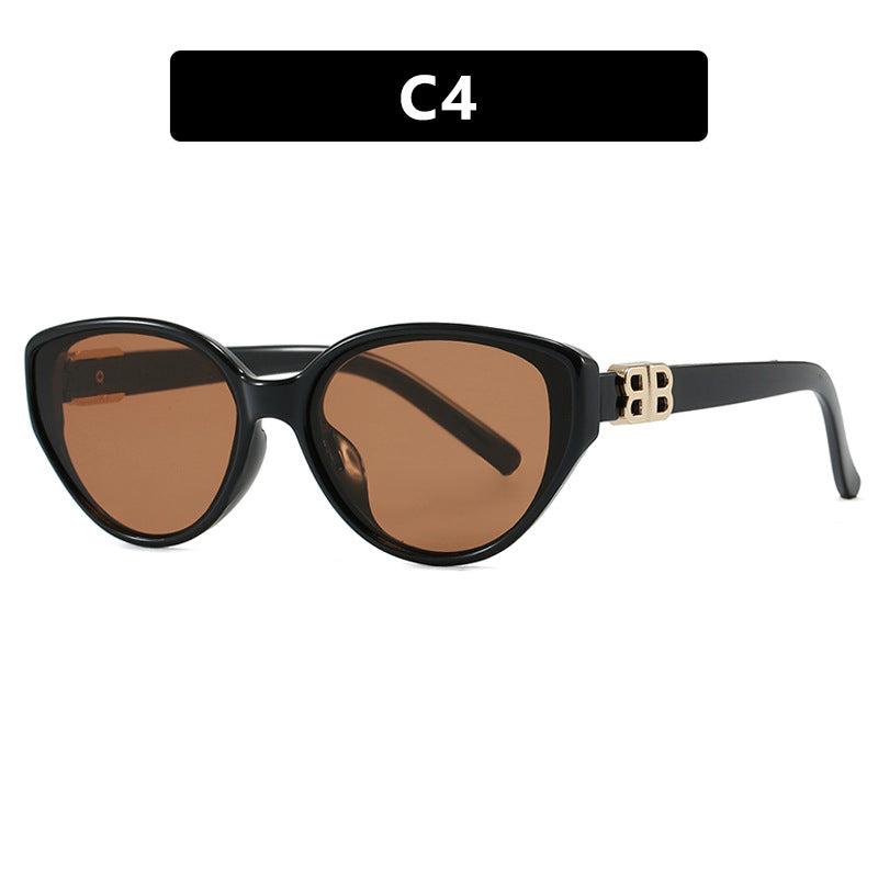 Damen modische Cat-Eye Sonnenbrille mit elegantem Metallrahmen und UV-Schutz Karnz
