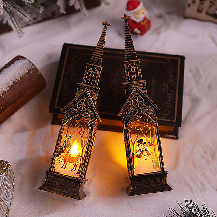 Nostalgische Weihnachtslaterne mit beweglichem Santa-Motiv Karnz