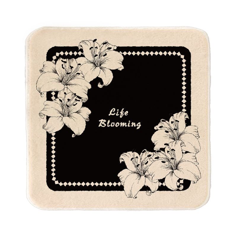 Floral Microfiber Square Face Towel with Artistic Lily Print