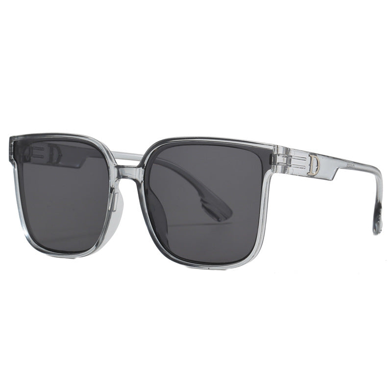 Damen stylische quadratische Sonnenbrille mit transparentem Rahmen Karnz
